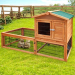 i.Pet Chicken Coop Rabbit Hutch 155cm x 49cm x 90cm Large Chicken Coop Wooden Run Cage House Outdoor PET-GT-WOOD-R1420