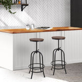 Artiss 2x Bar Stools Adjustable Wood Chairs BA-TW-V17-T14134-BKX2