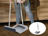 Grey Broom and Dustpan Set with Stainless Steel and Plastic for Home Cleaning, 1 Set V1370-AZ4-20560