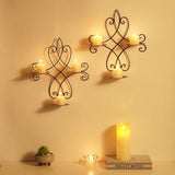 Wall Candle Sconce Holder Set of 2, Metal Wall Candle Holder Wall Decor, Hanging Wall Mounted Candle V1192-AZ-W-26528
