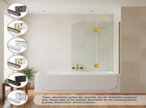 90cm Frameless Glass Bath Screen Wall Channel with Stainless Steel Hinges in Black Finish V63-852341