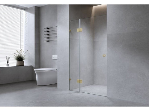 120cm Wall-to-Wall Frameless Shower Screen with White Brackets, SS Hinges & Wall U-Brackets V63-937771