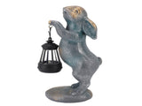 Bunny Figurine with Solar Lantern Resin Bunny Statue Light Auto Light Sensing for Outdoor Garden V1294-YM0901-3111250023611