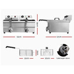 Devanti 20L Electric Commercial Deep Fryer Double Baskets Oil Taps 6000W CDF-DR20-DOUBLE-SI