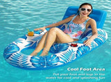 Inflatable Pool Lounger Float with Backrest & Cup Holders U-Shaped Floating Chair for Pool, Lake, V1107-CS-CQTYFP