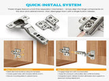 Insert Soft Close Cabinet Hinges Concealed Kitchen Cabinet Hinges, Heavy-Duty Adjustable Design, V1107-994-39660-SLR-10PACK
