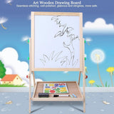 Art Easel for Kids Wooden Easel Double Sided Standing Chalkboard Dry Erase Board for Kids V1369-AZ3-W-22078