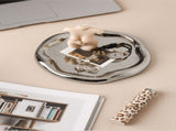 Silver Plated Ceramic Tray Set Minimalist Luxury Decorative Organizer for V1107-CS-DYTCSNP