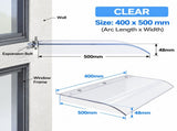 Bracket Free Transparent Window Rain Awning - 400 x 500mm Stackable Thickened Curved Canopy, Wall's V888-ELOSUNG55419