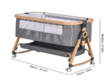 3 in 1 Grey Baby Bassinet Bedside Crib with Mattress, Adjustable Height and Storage Basket V178-59265