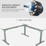 Fortia Corner Standing Desk, 1730W x 1730W x 750D, 3 Motors, 120kg Load, Sit to Stand Up Electric V219-OFFCMBEQC3KC3S