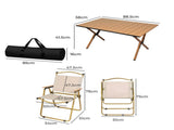Levede Folding Camping Table Chair Set Oak OD1046