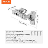 VEVOR Cabinet Door Hinges 40 Packs Full Overlay Soft Close for Framed/Frameless V952-OSCJJL40JKJSDRVQ9V0