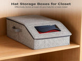 2PCS Hat Storage Box For Baseball Caps, Stackable Hat Storage, Closet Organizer with Clear Window, V1369-AZ3-W-08675