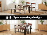 Artiss Dining Table and Chairs Set of 4 Storage Bench Kitchen Furniture Walnut DSET-U-5280-BR