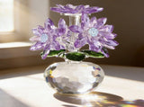 Crystal Purple Daisy Figurines, Crystal Flowers Daisy Decor, Small Paperweight Ornament with Present V1192-AZ-W-18399