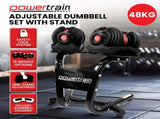 Powertrain 48kg Adjustable Dumbbells with Dumbbell Stand Red DMB-BF1-024-2S