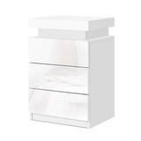 Artiss 2X Bedside Table LED 3 Drawers - COLEY White FURNI-O-LED-BS-3D-WHX2