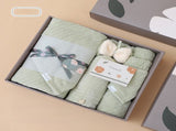 Green Soft Coral Fleece Towel and Bath Towel Gift Set - 5-Piece Luxurious Absorbent Set V888-ELOSUNG17455