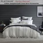 Platinum Collection Hurley Charcoal Cotton Jacquard Stripe Quilt Cover Set Super King V442-LED-QUILTCS-HURLEY-CHARCOAL-SK