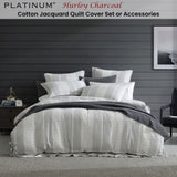 Platinum Collection Hurley Charcoal Cotton Jacquard Stripe Quilt Cover Set Queen V442-LED-QUILTCS-HURLEY-CHARCOAL-QS