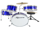 Karrera Mini 4-Piece Children Drum Kit Set Wooden with 2 Toms Bass Pedal Snare Stool Metallic B 4PC-DRUM-BU