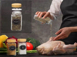 12 Pack Jars, Square Glass Jars With Bamboo Lids And Labels, Funnel And Brush For Kitchen V1237-ZY-807-050