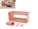 Double Layer Desktop Storage Rack Double Layer Hollow Shelf with Hooks Pen Holder for Kitchen V1294-YM0901-3117230326912