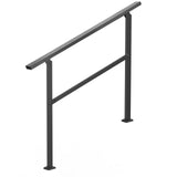 Outdoor Handrails for Steps, 2-3 Step Stair Rail Kit, Black Square Tube with Horizontal Bar, Carbon V952-FGDHGZLSLZFSL90M7V0