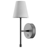 LED Wall Sconce Wireless Light 2-Pack - Black Finish with White Fabric Shade V178-68991