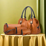 Vintage Bag Set Women'S Bag Set Tote Bag Cross-Body Bag Clutch Card Holder - Brown - Size 32-16-20 V1347-127-92090-BRN-32-16-20