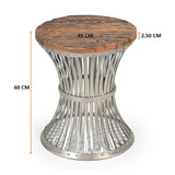 INVERTED WOOD AND IRON SIDE TABLE V742-M10386