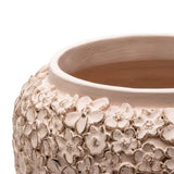 Dusty Pink Flower Embossed Planter w Hole Plug 25cm V637-88757PLN
