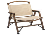 Bamboo Canvas Foldable Outdoor Camping Chair Wooden Travel Picnic Park - Khaki/Beige V563-75622-KHAKI
