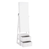 Artiss Lockable Jewelry Armoire with Mirror, Freestanding Organizer Cabinet with Drawers, White JC-B-2D-153-WH