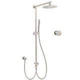 Brushed Nickel 8" Thin Rain Head Twin Shower Metal Handheld Rose Sliding Rail Arm Set With Mixer V1233-SC842BSSS019CBNKSR108NKC1292BN