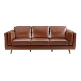 321 Seater Sofa Brown Leather Lounge Set for Living Room Couch with Wooden Frame V43-SET-YOK-3+2+1-BR