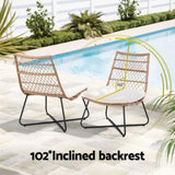 Gardeon 3PC Outdoor Setting Wicker Bistro Set Table Chairs Patio Furniture Brown ODF-BISTRO-BST-BR