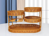 Imitation Rattan Fruit Basket Multi-Layer Fruit Basket Snack Storage Candy - Light Brown - Size L V1347-122-30192-LIG-L
