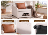 Artiss Armchair PU Leather Pet Accent Lounge Chair Cushion Beige UPHO-J-ARM-PU-BG