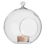 10 x Hanging Clear Glass Ball Tealight Candle Holder - 10cm Diameter / High - Wedding Globe V382-CLRBALL10CMX10