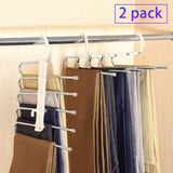 2 Pack Adjustable Multi-Layer 5 in 1 Pants Hanger for Wardrobe and Home Storage V178-29489