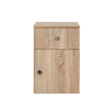 PORTO BEDSIDE TABLE - NATURAL OAK - SLIM - ROUND BLACK V164-ECS13STB06B