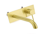 Brushed Gold Round Wall Mounted Basin Mixer Vanity Sink Tap Faucet Curve Spout V1233-KRD301ABG