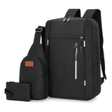 Black 3 Piece Mens Backpack Set with Sling Bag and Pouch USB Charging Port Large Capacity Laptop V888-ELOSUNG40687