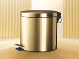 5L Stainless Steel Round Trash Can With Lid And Foot Pedal for Household Kitchen Hotel-Champagne V1161-110301