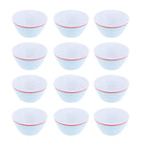 12PCS 6in Salad Bowls Food Serving Bowls Imitation Porcelain Dinnerwar TablewareLight Blue Grid V1294-YM0901-3118210047012