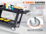 Utility Service Cart, 2 Shelf 550LBS Heavy Duty Plastic Rolling Utility Cart with 360&deg Swivel V952-DXSLSYTCDXCX2WXI2V0