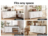 Artiss Buffet Sideboard Storage Cabinet Kitchen Cupboard 2 Drawers 140CM Black FUR-C-SID140-BK-AB