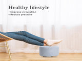 2X Fabric Ottoman Round Wooden Leg Foot Stool - LIGHT BLUE V274-FT-GQST01-LBU2